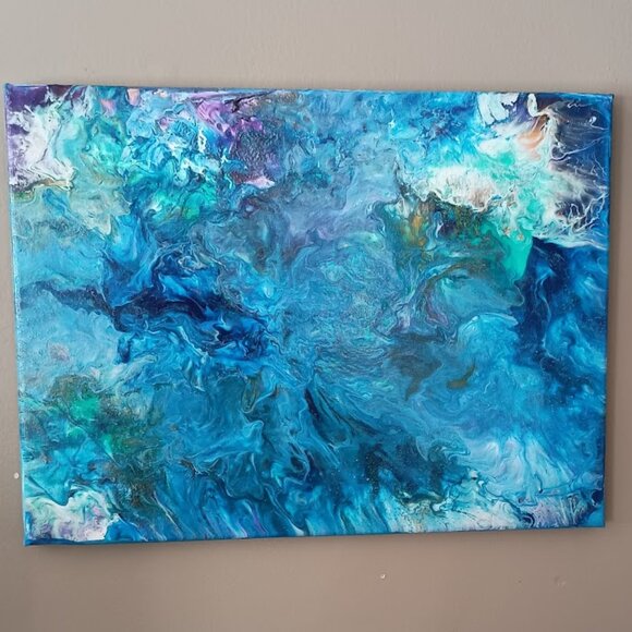 Tranquil Waves, ORIGINAL, Abstract, Acrylic on Canvas12 x 16 inches